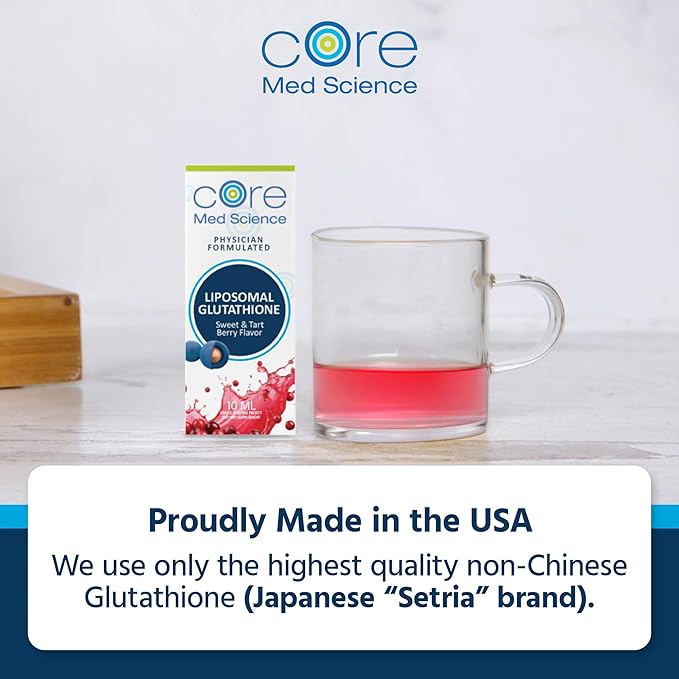 Core Med Science Liposomal Glutathione Supplement, Sweet & Tart Berry - Glutathione Drink Mix for Detox Support - Antioxidant Supplement for Energy, Brain Health, Skin & Liver Health - 30 Pack