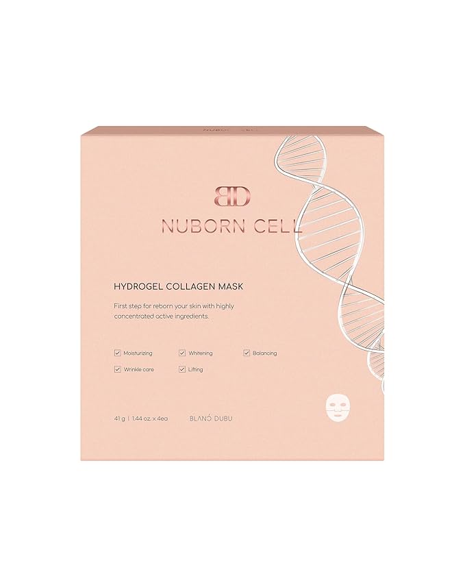Nuborn Cell Hydrogel Collagen Mask | Hydrating Face Masks with Peptides & Hyaluronic Acid | Collagen Face Mask Overnight for Glass Skin | Face Masks Korean (4-Pack)