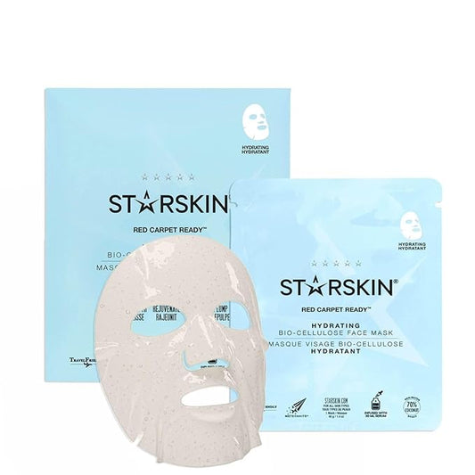 STARSKIN Red Carpet Ready Bio-Cellulose Face Mask – 1 Pack (40 g), Instant Hydration & “Glass-Skin” Glow, Coconut-Fermented Fiber, K-Beauty
