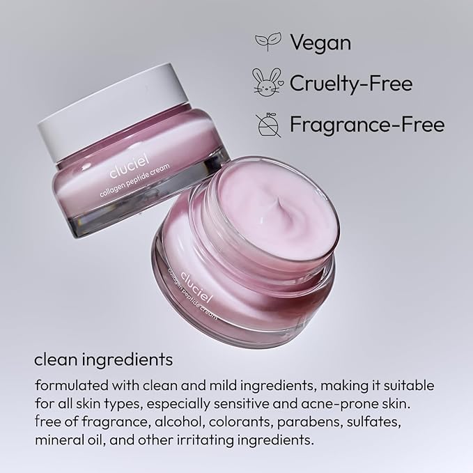 Collagen Peptide Cream I Moisturizer with Collagen, 7 Peptides, Niacinamide, Blemish Relief Care, Repairs Skin Barrier, Boosts Elasticity, 24h Glow & Plumped Skin (50ml / 1.69 fl.oz)