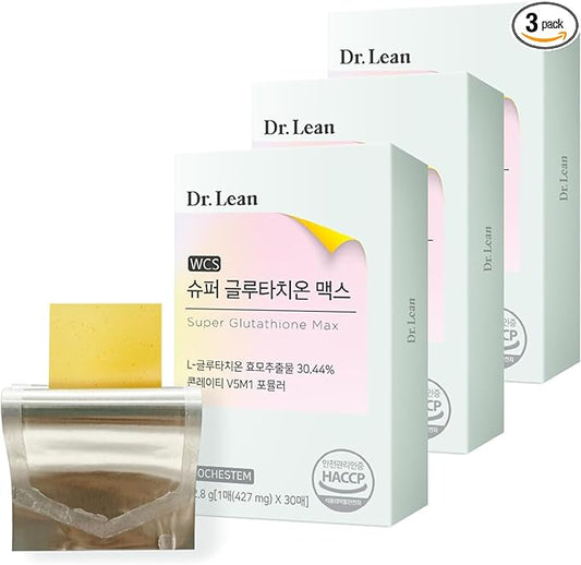 Dr. Lean Super Glutathione Max – 427mg High-Potency Strips with Milk Thistle, Collagen & Hyaluronic Acid | Fast-Melt ODF, Antioxidant, Skin & Liver Support, K-Beauty, Made in Korea (3 Packs)