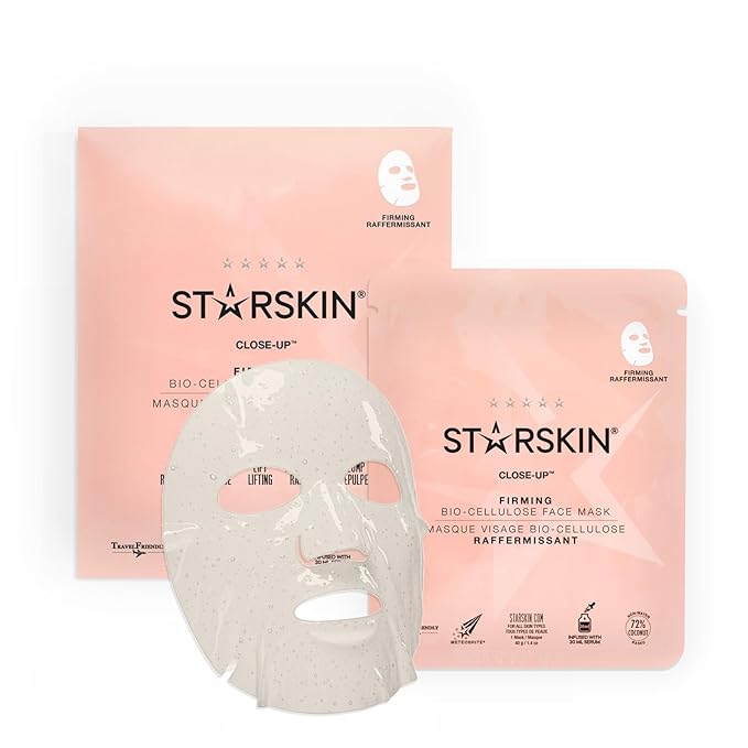 STARSKIN Close-Up 1x40g, Coconut Bio-Cellulose Firming Face Mask for all Skin Types, Face Lifting Korean Skincare Mask, Skin Elasticity Improvement and Rejuvenating Effect, K Beauty Skincare