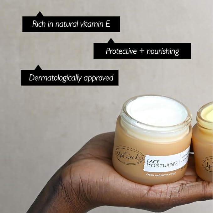 UPCIRCLE Face Moisturiser with Argan Powder 1.7oz - Nourishing Day Cream - Vitamin E, Aloe Vera, Glycerin, Shea + Coconut Butter - Natural, Vegan + Cruelty-Free
