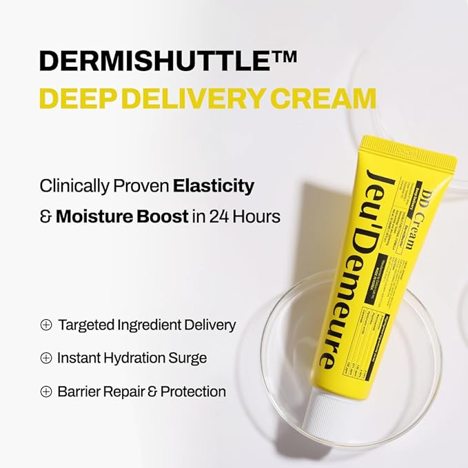 JEU'DEMEURE DermiShuttle DD Cream Deep Hydration Intensive Smoothness Face, Neck and Hand with Peptide, Ceramide, Hyaluronic Acid, Anti Aging Wrinkles Cream, Korean skincare Moisturizer (50g)