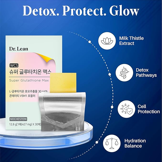 Dr. Lean Super Glutathione Max – 427mg High-Potency Strips with Milk Thistle, Collagen & Hyaluronic Acid | Fast-Melt ODF, Antioxidant, Skin & Liver Support, K-Beauty, Made in Korea (3 Packs)