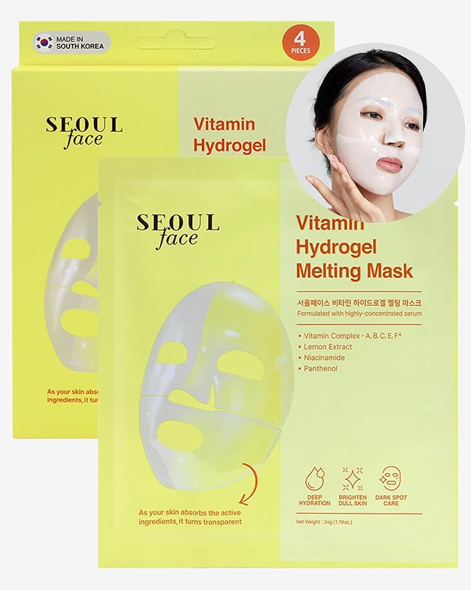 DERMAL Vitamin Hydrogel Melting Jelly Gel Mask 4ea - Korean Overnight Face Mask with Vitamin Complex - Anti Aging & Evens Skin for Radiant Skin - Korean Skincare