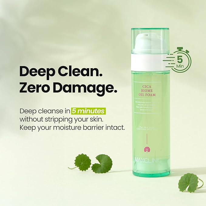 [K-Beauty] Cica Biome Oil to Foam - All-in-One Korean Face Wash OilBased Foaming Facial Cleanser - Deeply Hydrating & Moisturizing Makeup Deep Cleansing Oil for Sensitive Skin (3.88 fl oz)