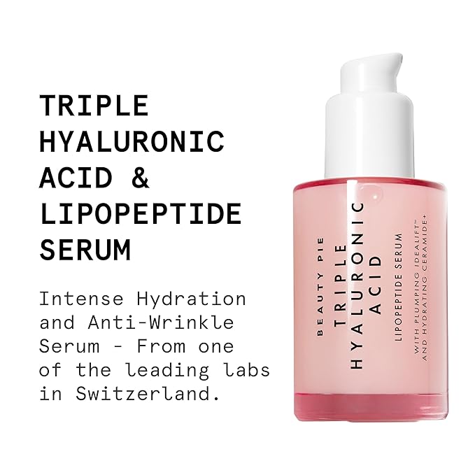 Beauty Pie Triple Hyaluronic Acid & Lipopeptide Serum 50ml – Deep Hydration, Plumping & Smoothing Face Serum – Anti-Wrinkle, Fine Line Care – Lightweight, Fragrance-Free Formula