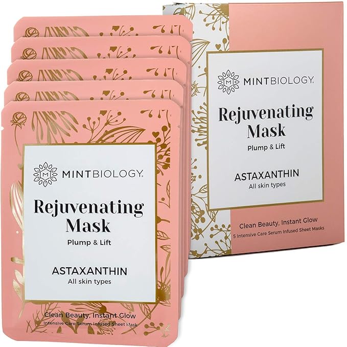 Korean Sheet Mask | AGELESS Advanced Nutrient Locking Korean Skin Care Masks | Astaxanthin & Collagen Face Mask for Women | Nourish, Hydrate & Soften Lines & Wrinkles Spots | Cruelty Free Facial Masks