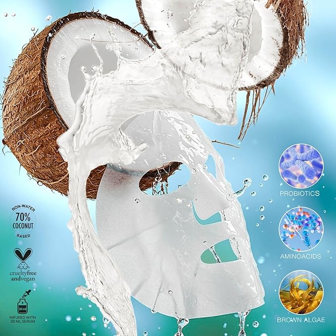 STARSKIN Red Carpet Ready Bio-Cellulose Face Mask – 1 Pack (40 g), Instant Hydration & “Glass-Skin” Glow, Coconut-Fermented Fiber, K-Beauty