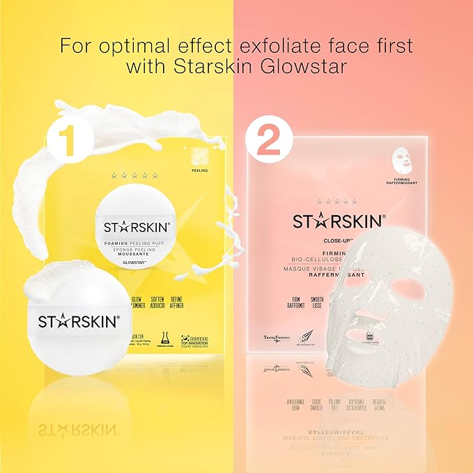 STARSKIN Close-Up 1x40g, Coconut Bio-Cellulose Firming Face Mask for all Skin Types, Face Lifting Korean Skincare Mask, Skin Elasticity Improvement and Rejuvenating Effect, K Beauty Skincare