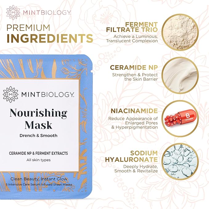Korean Face Mask Skin Care | 5 Pcs Korean Sheet Masks for Por-Refined Glass Appearance - Hydrating, Deep Penetrating Korean Skin Care Support - Cruelty Free Sheets for all Types