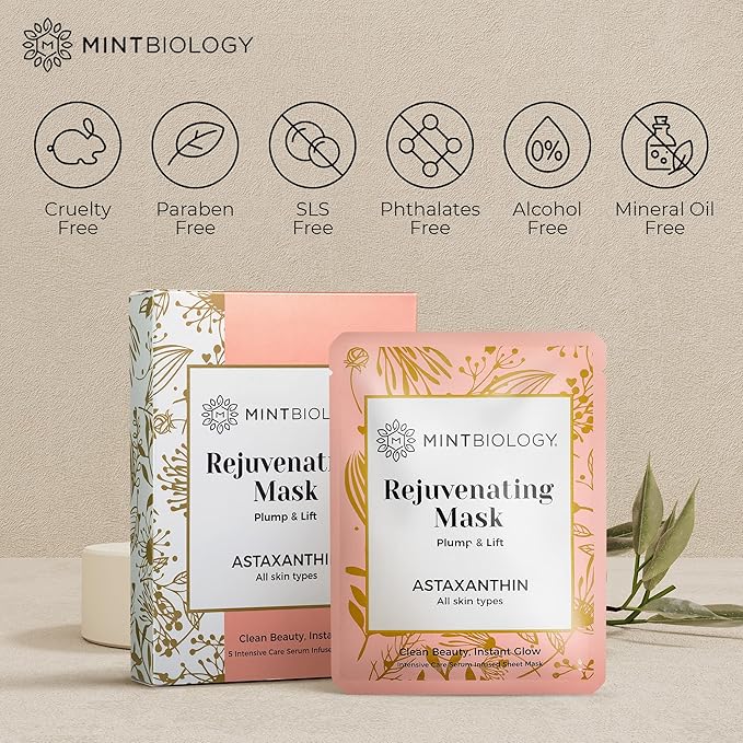 Korean Sheet Mask | AGELESS Advanced Nutrient Locking Korean Skin Care Masks | Astaxanthin & Collagen Face Mask for Women | Nourish, Hydrate & Soften Lines & Wrinkles Spots | Cruelty Free Facial Masks